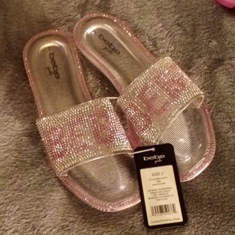 NEW BEBE GIRLS SLIDES SANDELS SIZES 2+4+12